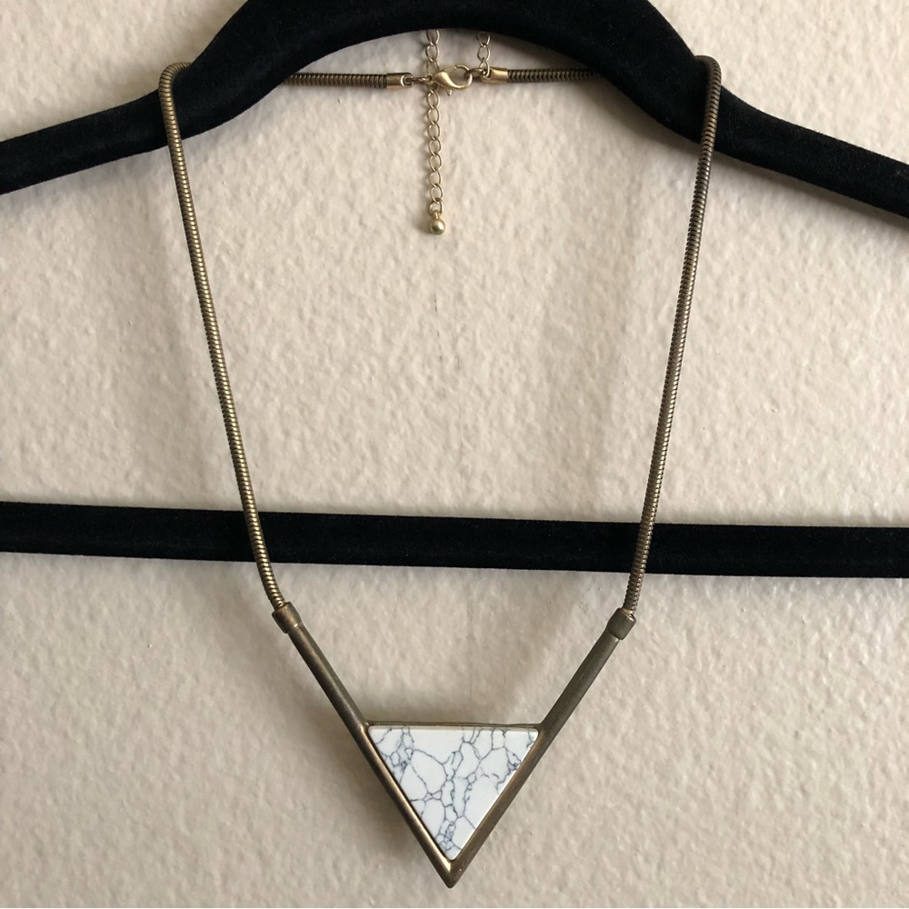 Torrid Bronzed Gold Colored Faux Marbled Triangle Necklace